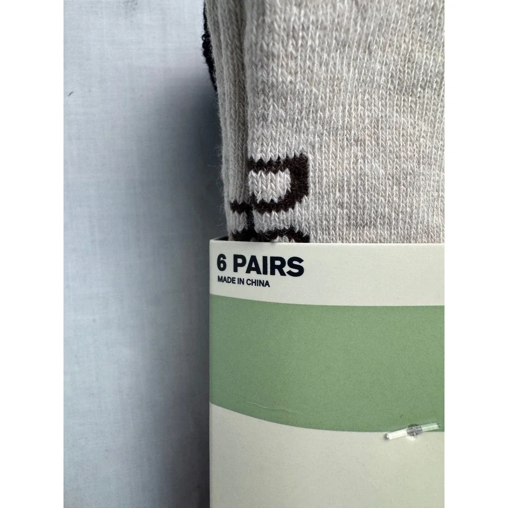 Dockers Mens Crew Socks 6 Pairs Navy Blue Beige Blue Shoe Size 6-12